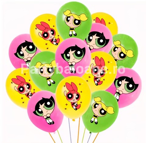 SET 6 BALOANE LATEX TEMATICA FETITELE POWERPUFF – 30 CM