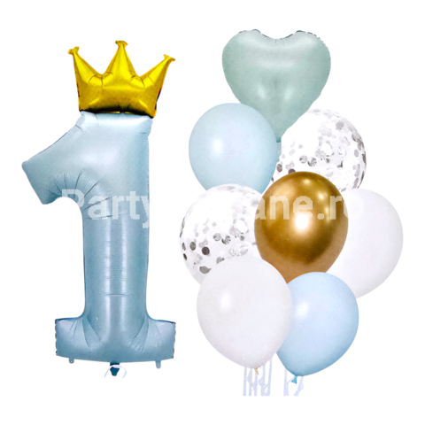 SET 9 BALOANE FOLIE SI LATEX CIFRA 1 BLEU