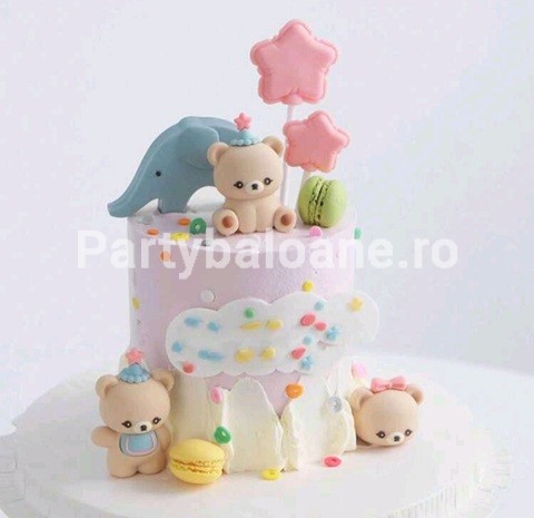 SET 6 DE TOPPERE 3D PENTRU TORT CU URSULETI , ELEFANT , STELUTE TOP 93