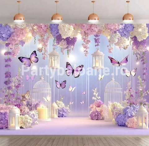 BACKGROUND TEXTIL PENTRU ARANJAMENT ARCADA FLORI SI FLUTURI - COD 506