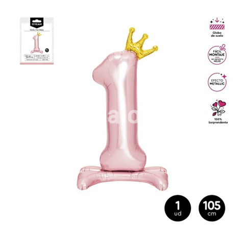 BALON FOLIE CIFRA 1 BABY ROZ – 105 CM