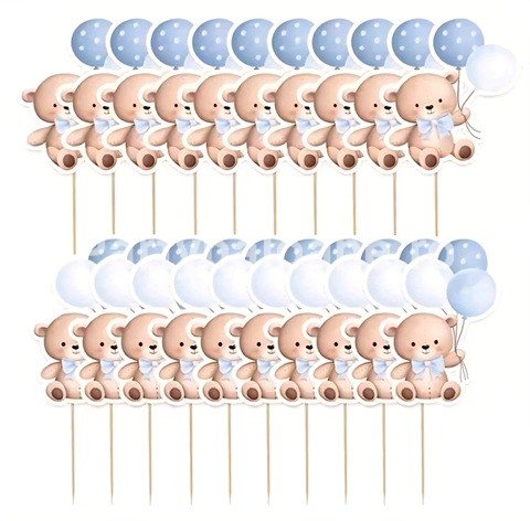 SET 12 SCOBITORI DECORATIVE – URSULET ALBASTRU CU BALOANE. (2)