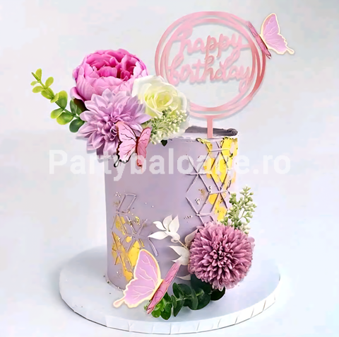 SET 14 TOPPERE 3D PENTRU TORT – FLORI , FRUNZE , FLUTURI SI TOPPER COD - TOP113