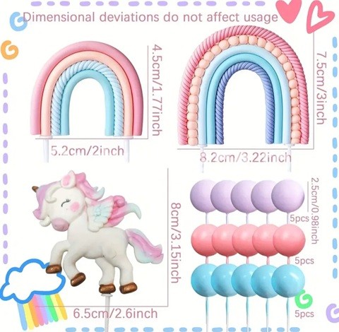 SET 18 TOPPERE 3D PENTRU TORT – UNICORN , CURCUBEU , BILE - COD 104 2 SET 18 TOPPERE 3D PENTRU TORT – UNICORN , CURCUBEU , BILE - COD 104 - imagine 2