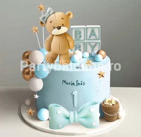 SET 26 DE TOPPERE 3D PENTRU TORT CU URS BLEU , BILE , STELUTE , CUBURI BABY , FUNDA - TOP 108
