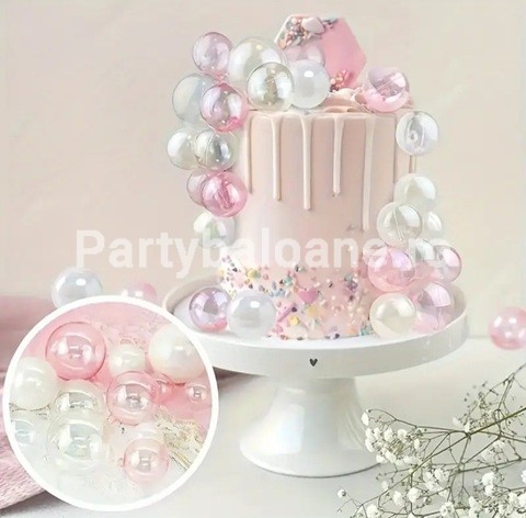 SET 32 DE TOPPERE 3D PENTRU TORT BILE ROZ , ALB SIDEFAT , TRANSPARENTE - TOP 111