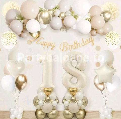 SET GIRLANDA MAJORAT CU BALOANE IN NUANTE DE BEJ , ALB , SAND WHITE , AURIU CHROME SI CIFRELE 18 COD 558 3 SET GIRLANDA MAJORAT CU BALOANE IN NUANTE DE BEJ , ALB , SAND WHITE , AURIU CHROME SI CIFRELE 18 COD 558 - imagine 3