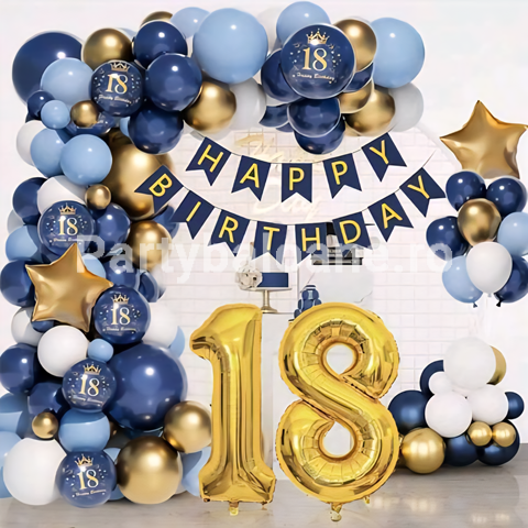 SET GIRLANDA MAJORAT CU BALOANE IN NUANTE DE BLEUMARIN , ALB , BLEU , AURIU CHROME SI CIFRELE 18 COD 553 1 SET GIRLANDA MAJORAT CU BALOANE IN NUANTE DE BLEUMARIN , ALB , BLEU , AURIU CHROME SI CIFRELE 18 COD 553