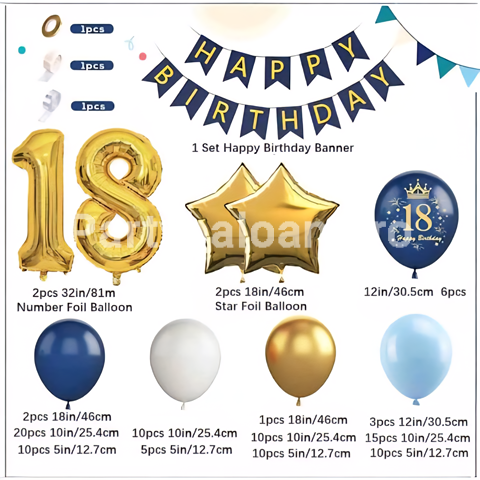 SET GIRLANDA MAJORAT CU BALOANE IN NUANTE DE BLEUMARIN , ALB , BLEU , AURIU CHROME SI CIFRELE 18 COD 553 2 SET GIRLANDA MAJORAT CU BALOANE IN NUANTE DE BLEUMARIN , ALB , BLEU , AURIU CHROME SI CIFRELE 18 COD 553