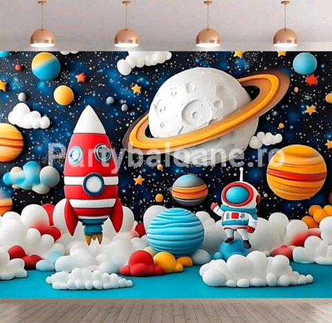 BACKGROUND TEXTIL PENTRU ARANJAMENT ARCADA ASTRONAUTI SI PLANETE - COD 521