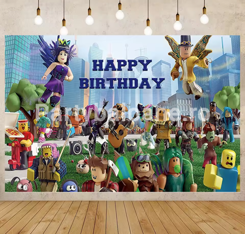 BACKGROUND TEXTIL PENTRU ARANJAMENT ARCADA HAPPY BIRTHDAY , ROBLOX - COD 524