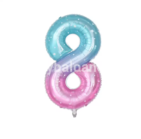 BALON FOLIE CIFRA 8 ROZ , MOV , BLEU CU STELUTE – 100 CM