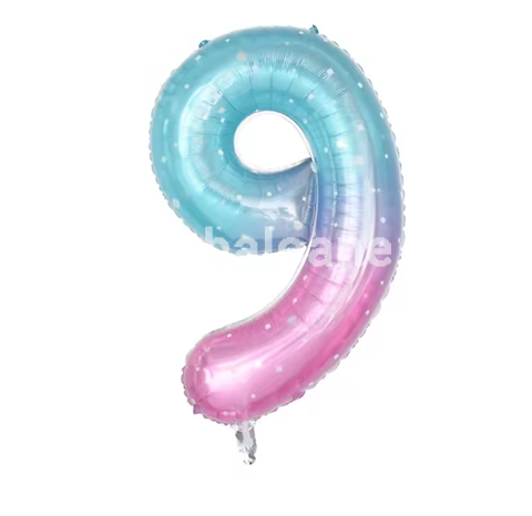 BALON FOLIE CIFRA 9 ROZ , MOV , BLEU CU STELUTE – 100 CM