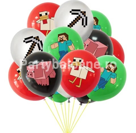 SET 10 BALOANE LATEX MINECRAFT - 30 CM