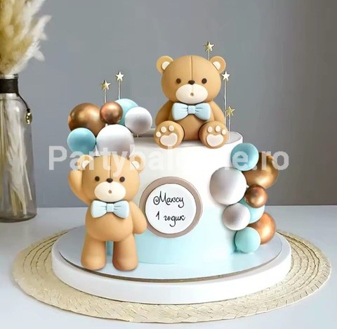 SET 22 DE TOPPERE 3D PENTRU TORT CU URS BLEU , BILE , STELE - TOP 114