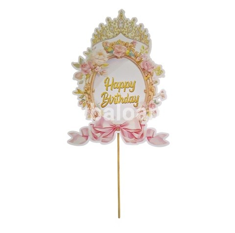TOPPER PENTRU TORT - HAPPY BIRTHDAY CU CORONITA COD T506