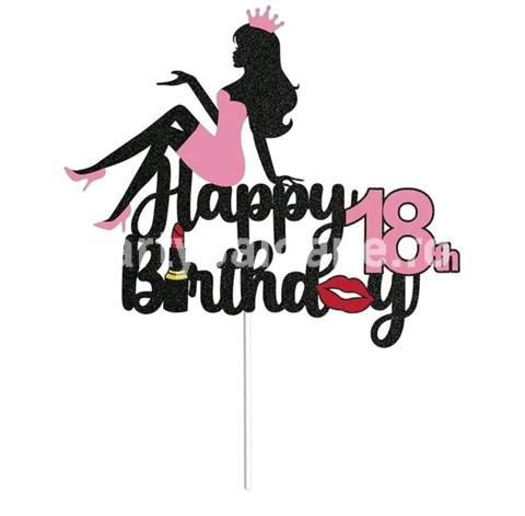 Topper pentru tort - Happy birthday 18 - majorat