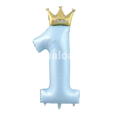 BALON FOLIE CIFRA 1 BLEU CU CORONITA – 91 CM