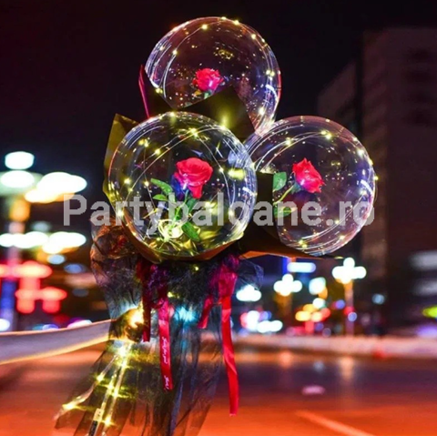 Buchet Decorativ , Trandafir in Balon cu Lumini Led
