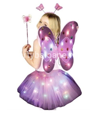 Costum Fluturas cu Aripi Modelabile Luminoase pentru Copii - Roz