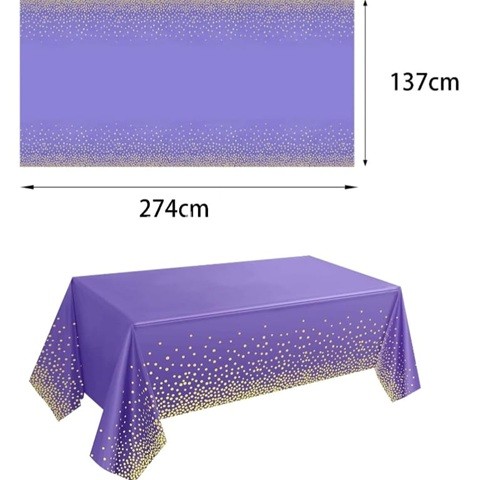 FATA DE MASA MOV CU IMPRIMEU - CONFETTI AURII137x274CM