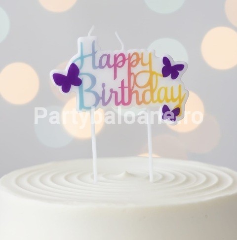 LUMANARE PENTRU TORT - HAPPY BIRTHDAY CU FLUTURI