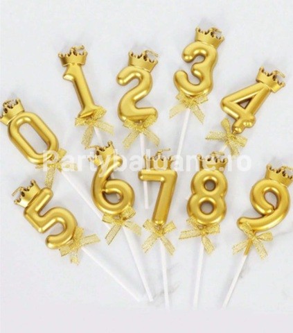 LUMANARI TORT - AURIU CU CORONITA AURIE - CIFRELE 0-9