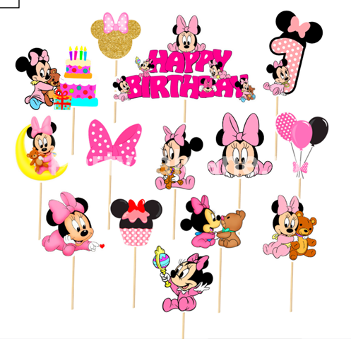 SET 14 TOPPERE PENTRU TORT – BABY MINNIE - 1 AN