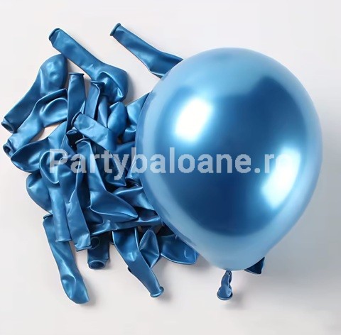 SET 20 BALOANE LATEX CHROME ALBASTRU - 14 CM