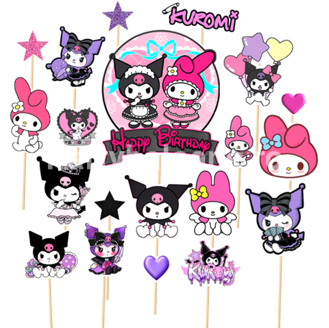 SET 21 TOPPERE PENTRU TORT , SANRIO KUROMY , MY MELODY