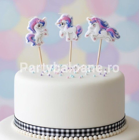 SET 3 LUMANARI TORT - TEMATICA UNICORN