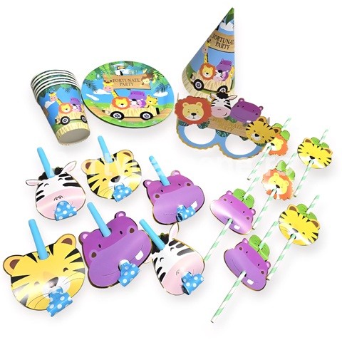 SET 36 PIESE PARTY TEMATICA ANIMALUTE SAFARI , JUNGLA