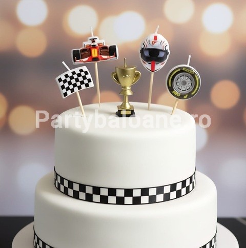 SET 5 LUMANARI TORT - TEMATICA RACING , CURSE , FERARI