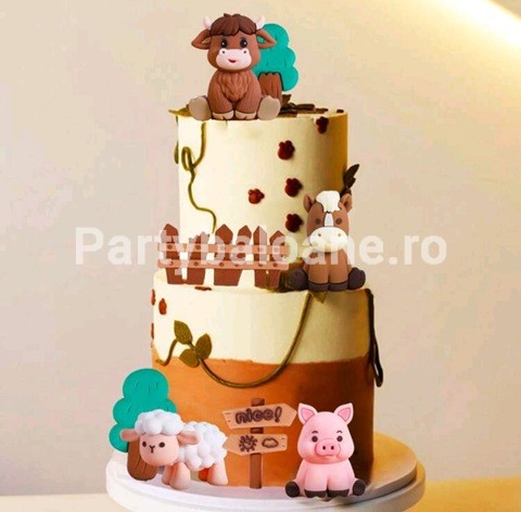 SET 8 TOPPERE 3D PENTRU TORT CU TEMATICA FERMA , ANIMALE TOP 123