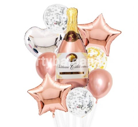 SET 9 BALOANE CU STICLA DE SAMPANIE - ROSE GOLD