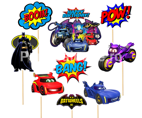 SET 9 TOPPERE PENTRU TORT BATMAN - BATWHEELS