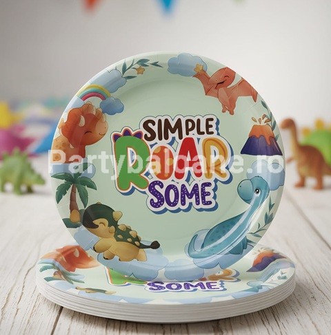 SET FARFURII PARTY DINOZAURI ROAR 18 CM