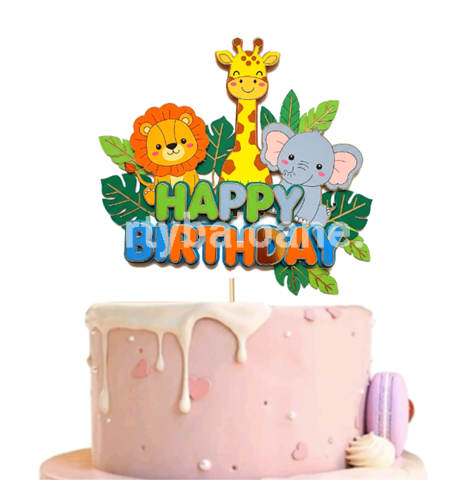 TOPPER PENTRU TORT HAPPY BIRTHDAY ANIMALE SAFARI , JUNGLA