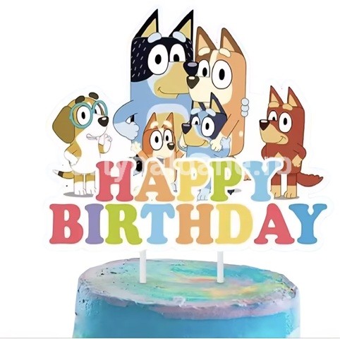 TOPPER PENTRU TORT HAPPY BIRTHDAY BLUEY SI BINGO
