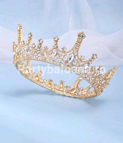 TOPPER TORT - CORONITA AURIE CU PIETRE PRETIOASE 14 CM