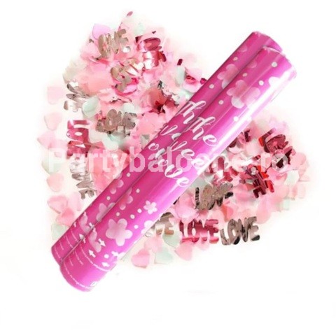 Tun Confetti Confetti Inimioare si Mesaj Love , 40 x 5 cm , Roz Alb
