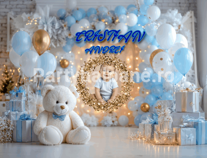 BACKGROUND PERSONALIZAT CU POZA SI TEXT - URS SI BALOANE COD BK1