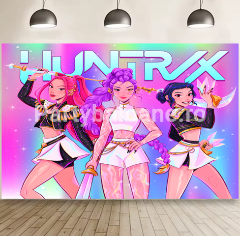 BACKGROUND TEXTIL PENTRU ARANJAMENT ARCADA K-POP DEMON HUNTERS COD B01