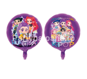 Balon Kpop Demon Hunters – Folie 45Cm, 2 Fețe Diferite. Decor Petrecere!Balon Folie Rotund Tematica Kpop Demon Hunters, Dimensiune 45 Cm, Cu Ilustratii Diferite Pe Fata Si Verso.