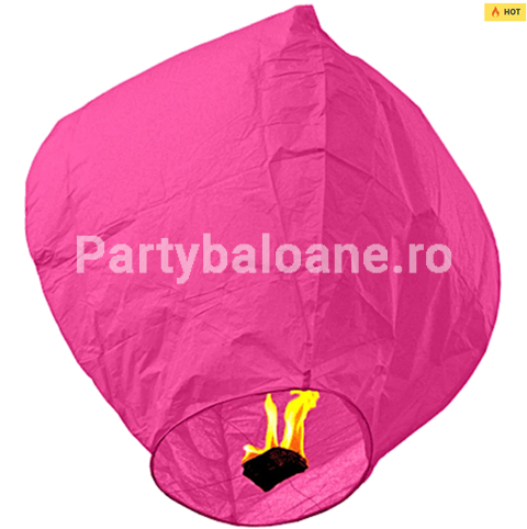 Lampion zburător din hârtie biodegradabilă — Roz, 65 cm