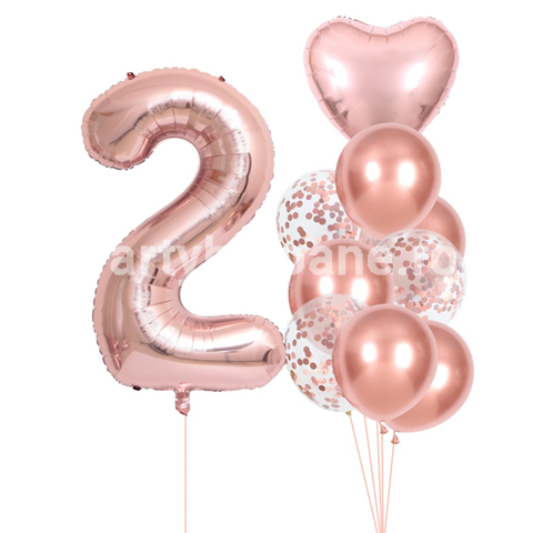 SET 10 BALOANE ROSE GOLD CU CIFRA 2