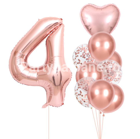 SET 10 BALOANE ROSE GOLD CU CIFRA 4