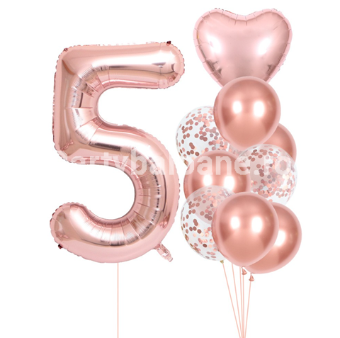 SET 10 BALOANE ROSE GOLD CU CIFRA 5