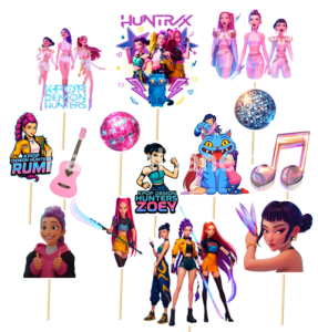 Set Toppere Tort Kpop Demon Hunters Happy Birthday – 14 Piese