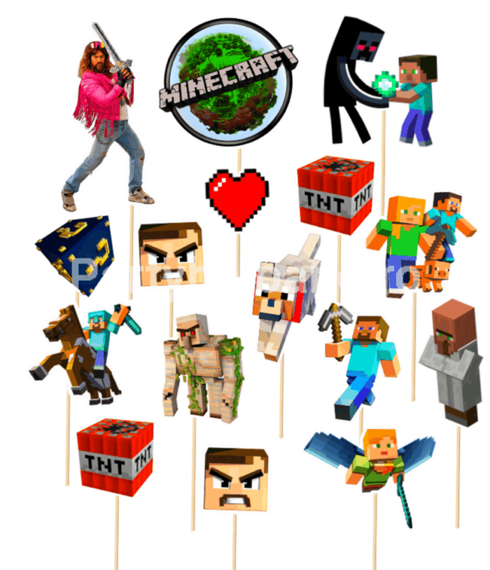 SET 16 TOPPERE PENTRU TORT - MINECRAFT